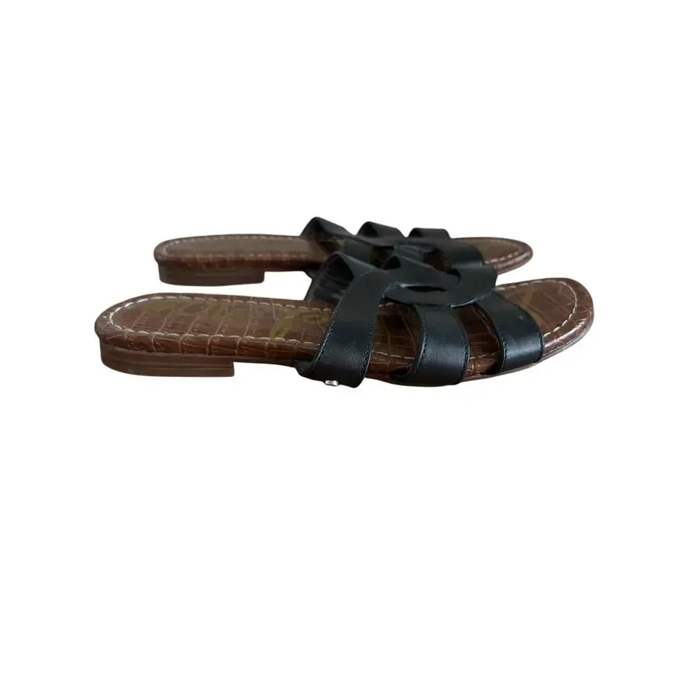 Sam Edelman Byrna Strappy Slide Sandals Black Leather Flat Open Toe Size 6